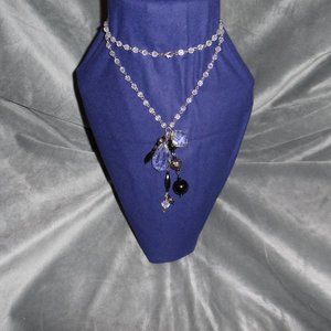 Clear Crystal and Black Necklace and Bracelet Set